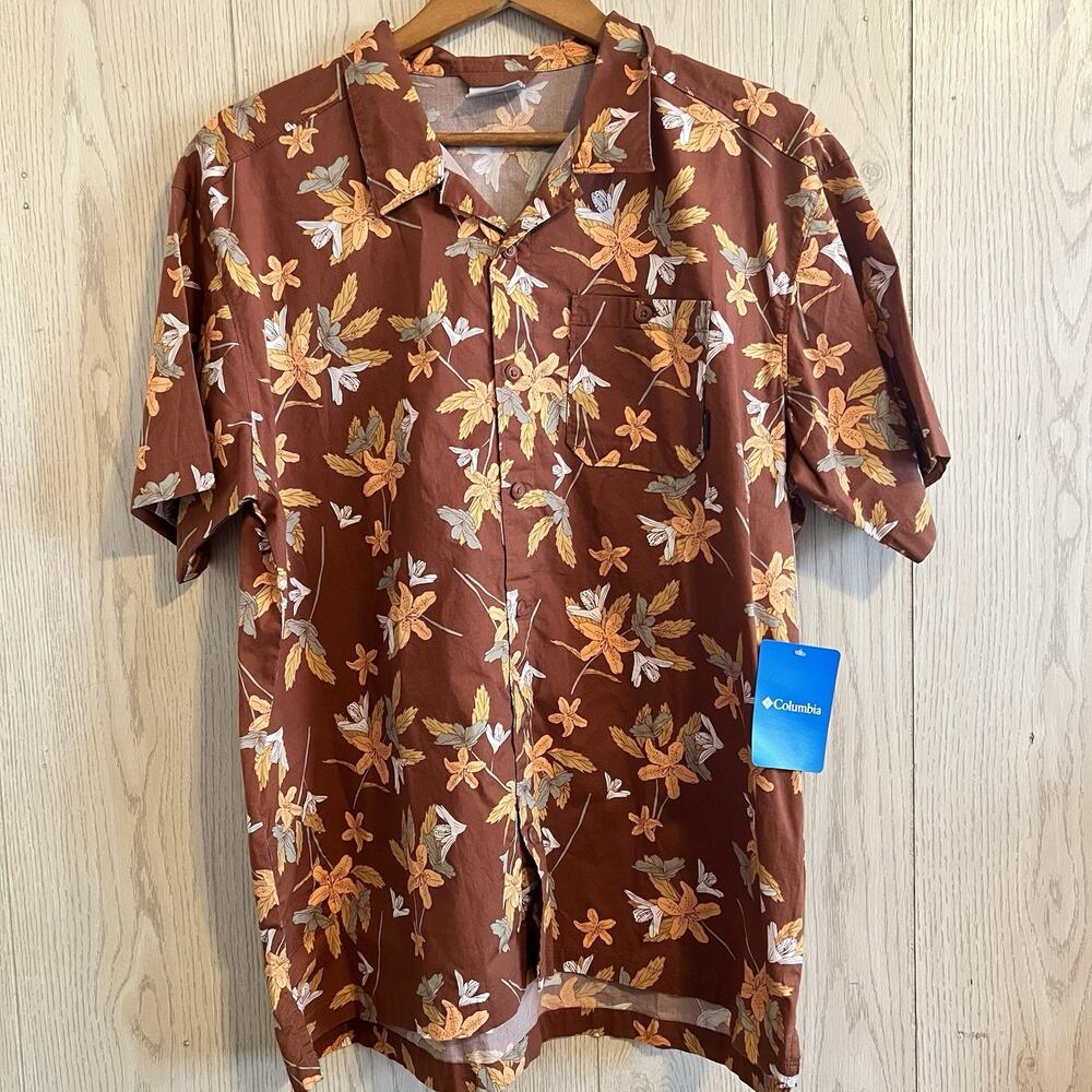 NWT Columbia Arrow Springs Short Sleeve Floral Camp Shirt Large